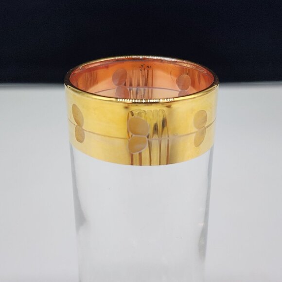Mid-Century Modern Shot Glasses Gold Polka Dot Rims - Set Of 6 Barware Cocktail - Picture 6 of 6